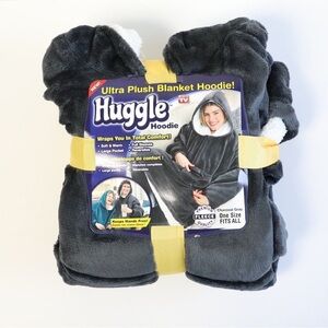 New Huggle Hoodie Ultra Plush Blanket Charcoal Grey One Size Blanket Christmas